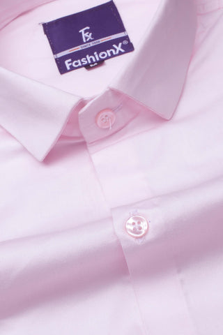 Men Light Pink Comfort Satin Cotton Casual Shirt