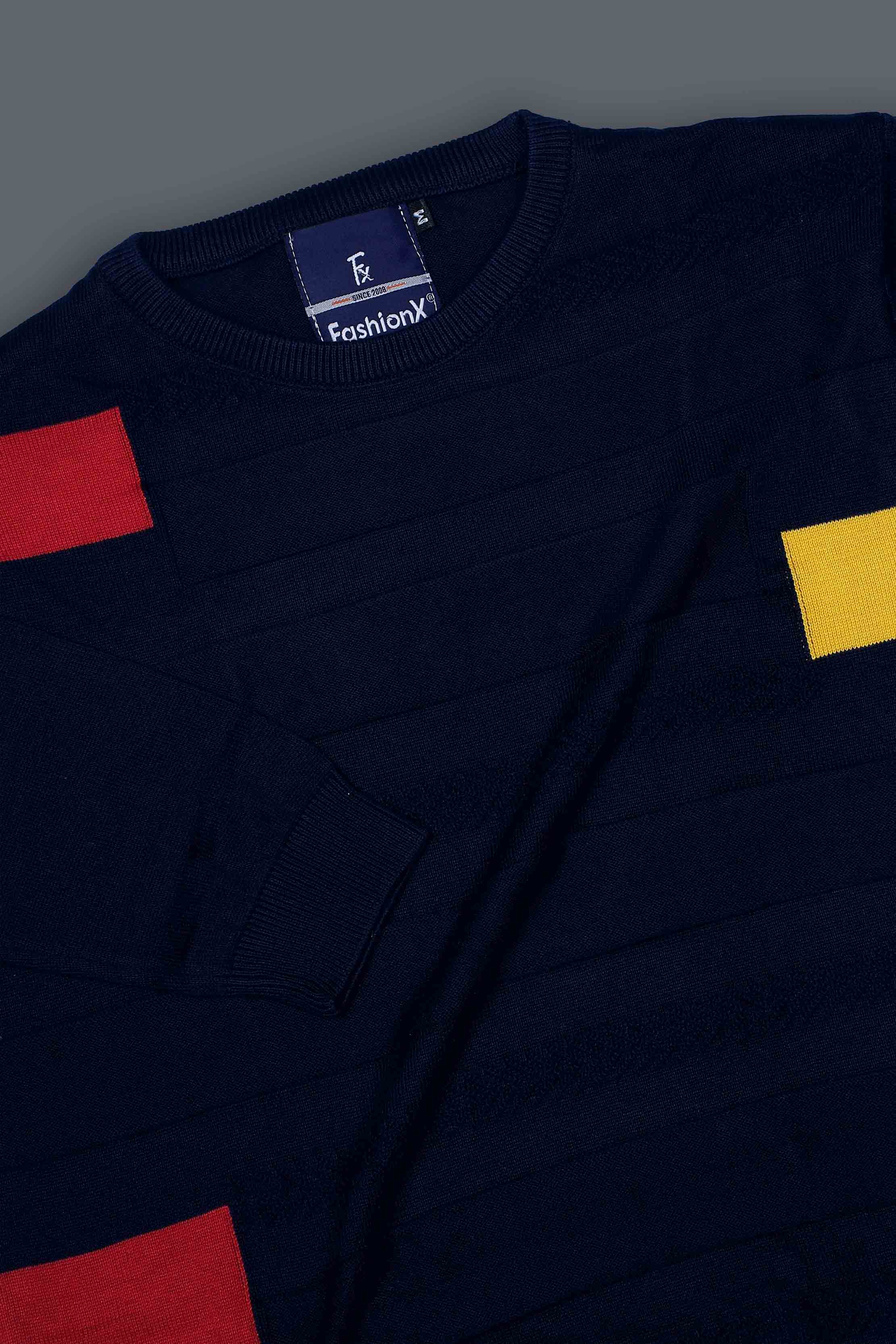 Navy Slim Fit pure cotton Knitted Men's T-Shirt