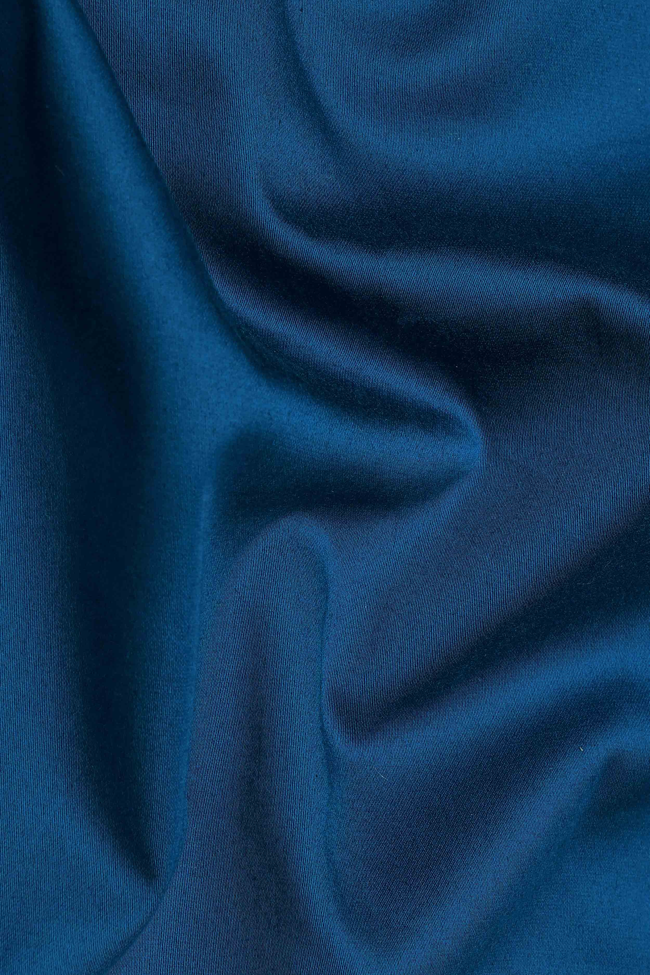 Men Blue Comfort Satin Cotton Casual Shirt