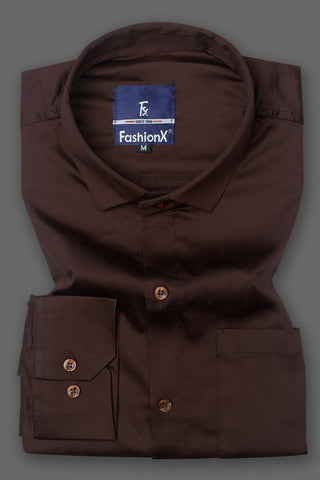 Men Coffee Comfort Satin Cotton Casual Shirt