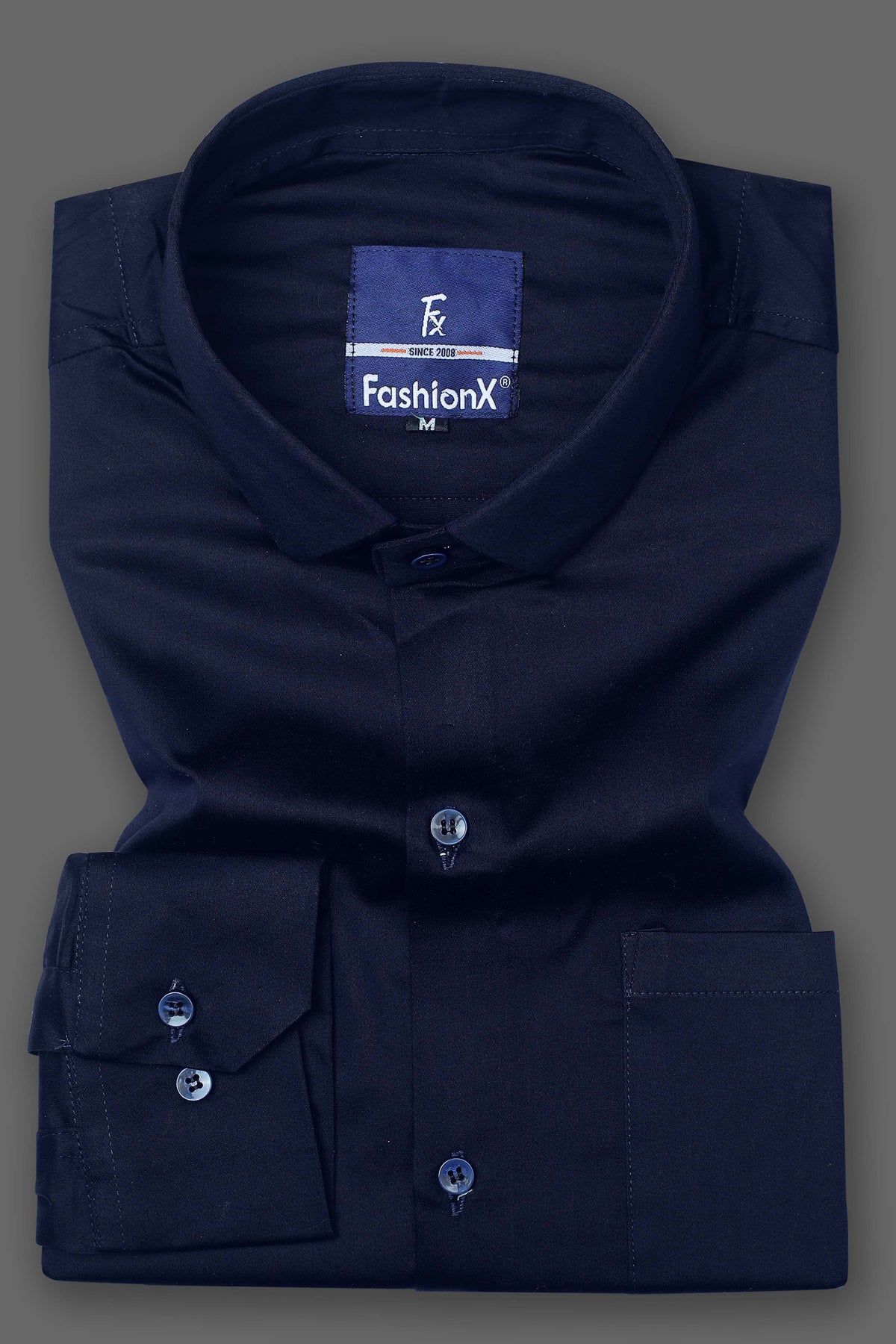 Men Navy Comfort Satin Cotton Casual Shirt