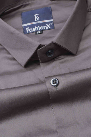 Men Grey Comfort Satin Cotton Casual Shirt