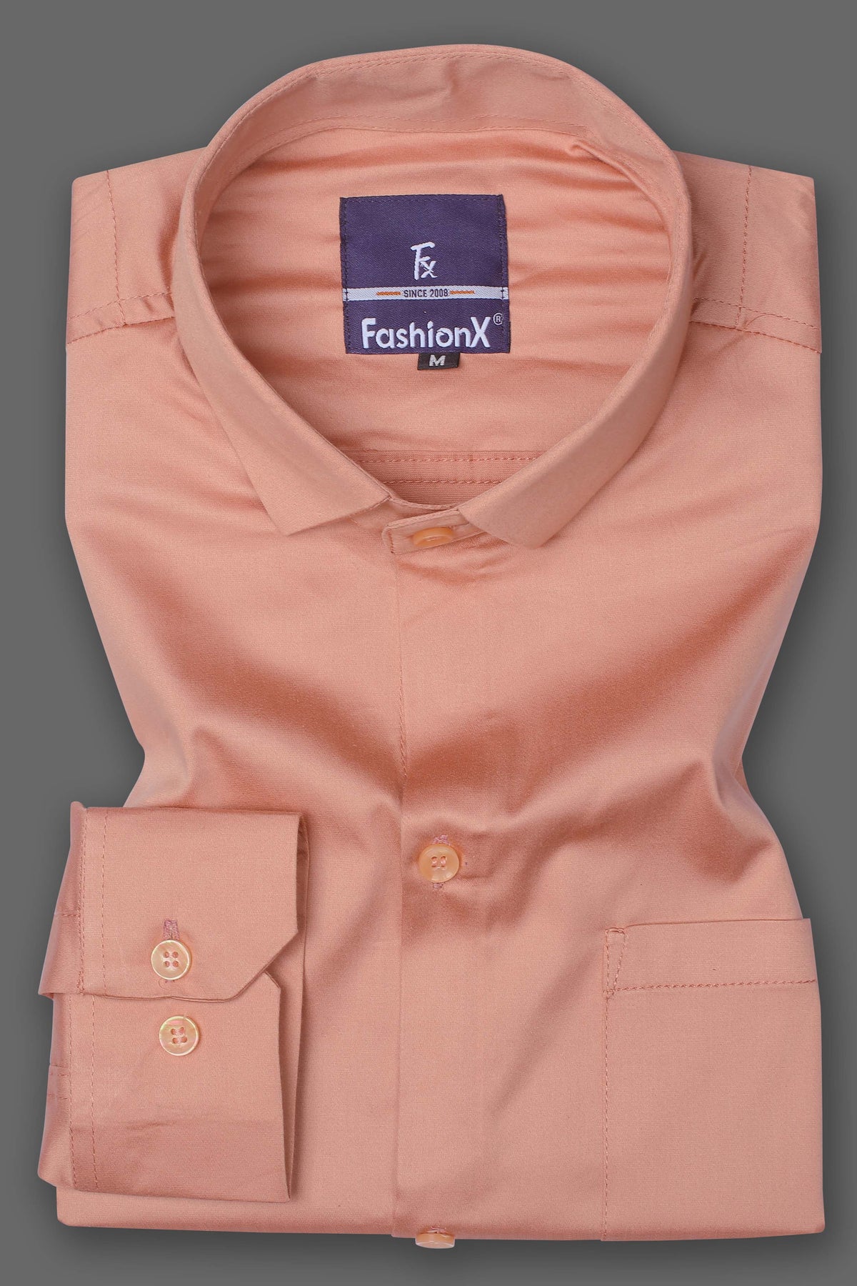 Men Peach Comfort Satin Cotton Casual Shirt