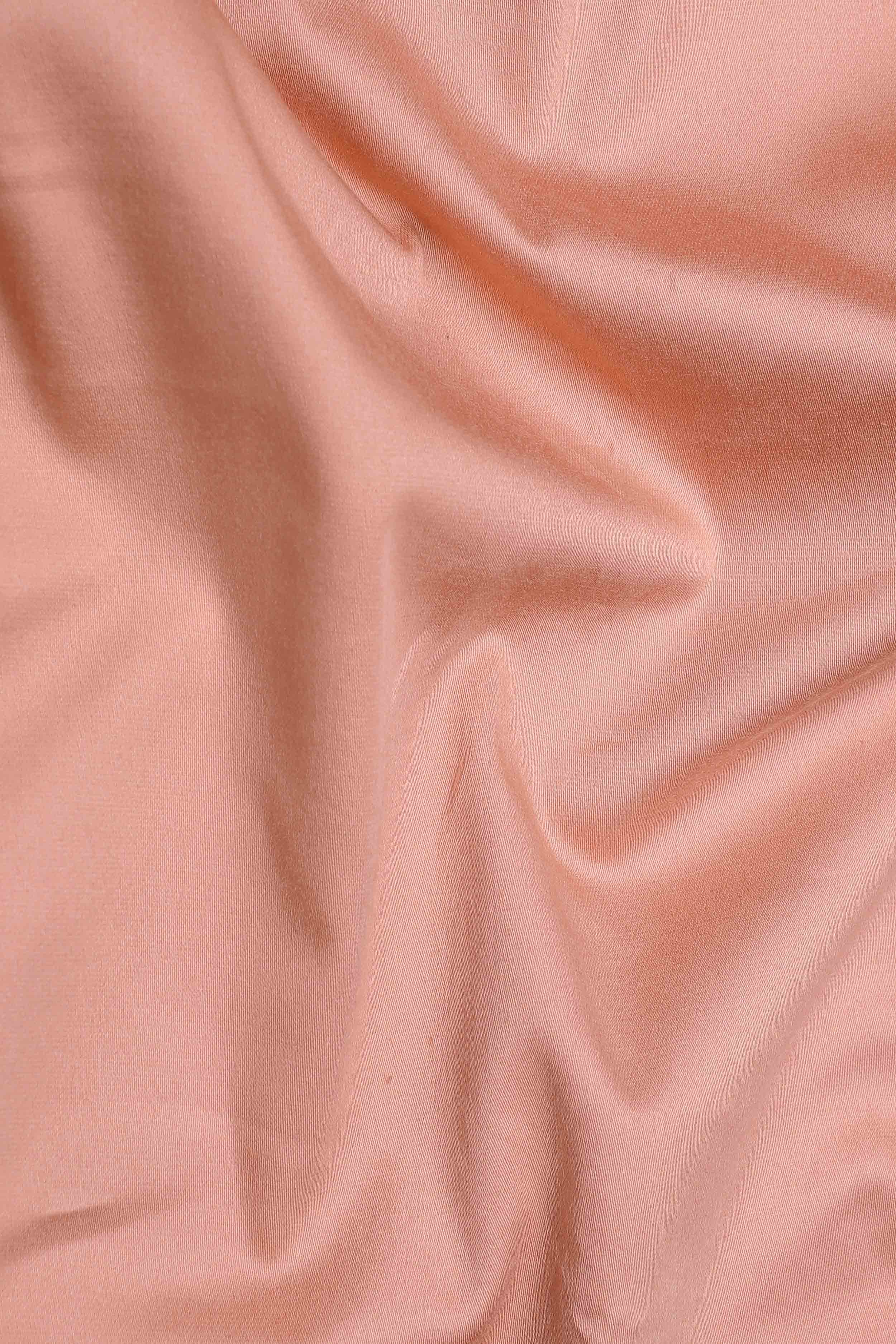 Men Peach Comfort Satin Cotton Casual Shirt
