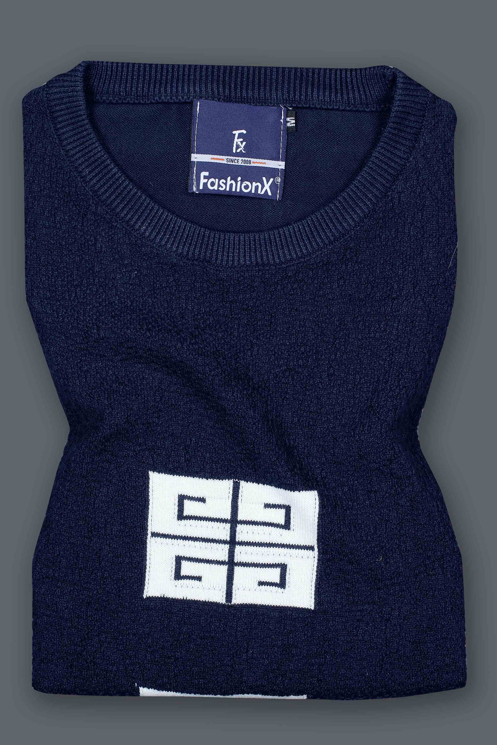 Navy Tatting Knitted & Sleeve Lining T-Shirt for Men