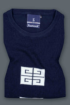 Navy Tatting Knitted & Sleeve Lining T-Shirt for Men