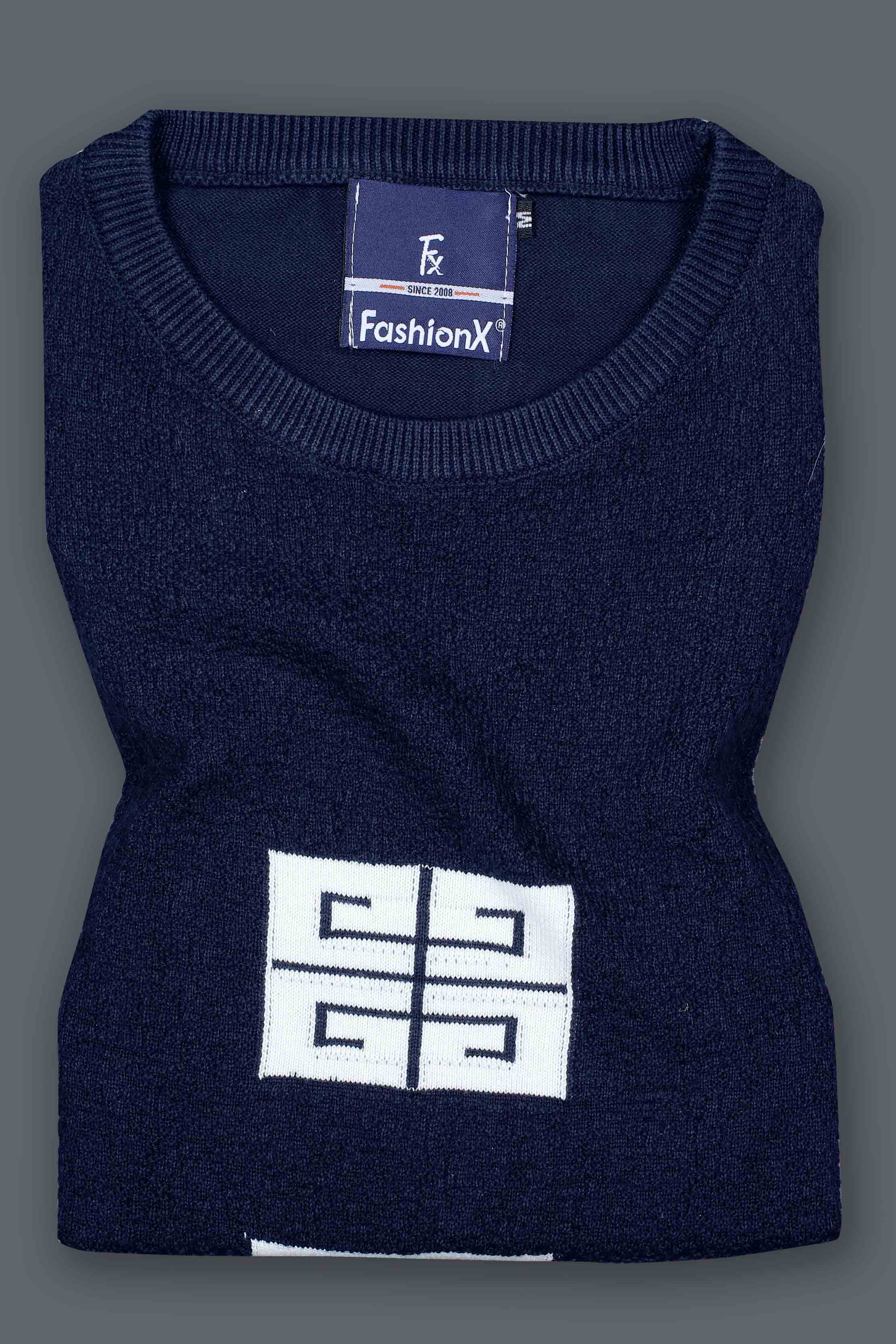 Navy Tatting Knitted & Sleeve Lining T-Shirt for Men