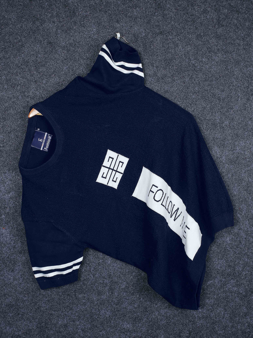 Navy Tatting Knitted & Sleeve Lining T-Shirt for Men