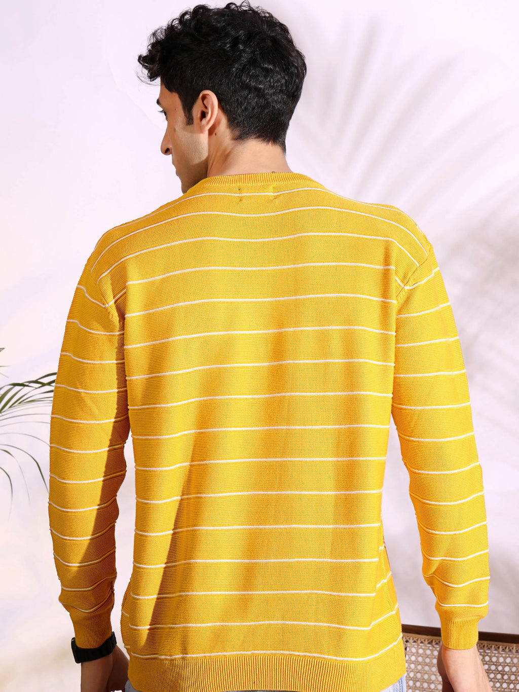 Yellow Stripes pure cotton Knitted T-Shirt for Men