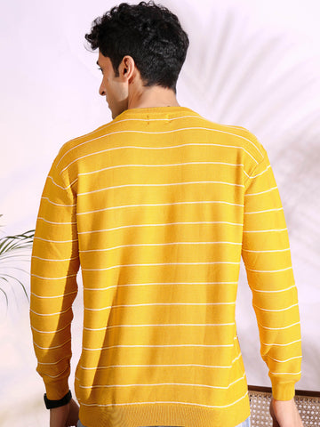 Yellow Stripes pure cotton Knitted T-Shirt for Men
