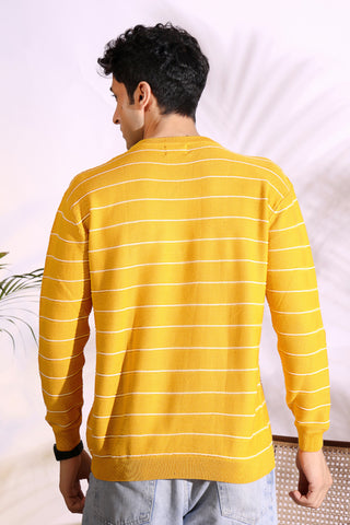 Yellow Stripes pure cotton Knitted T-Shirt for Men