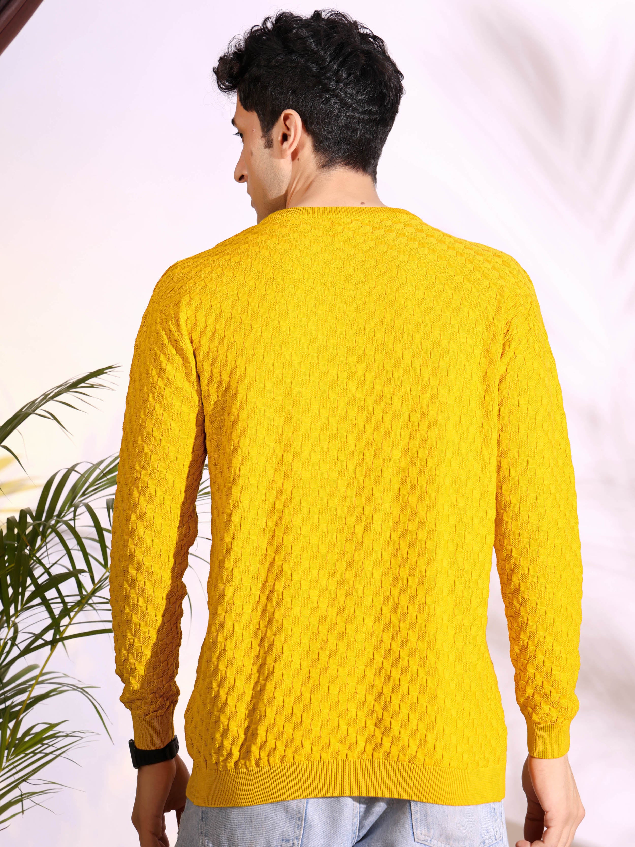 Yellow Box Pure Cotton Men's Knitted T-Shirt