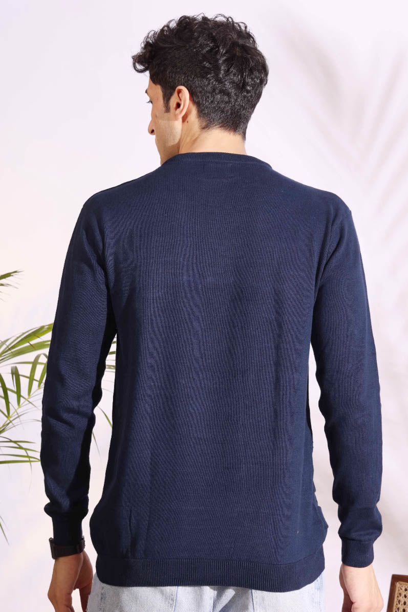 Navy Slim Fit pure cotton Knitted T-Shirt