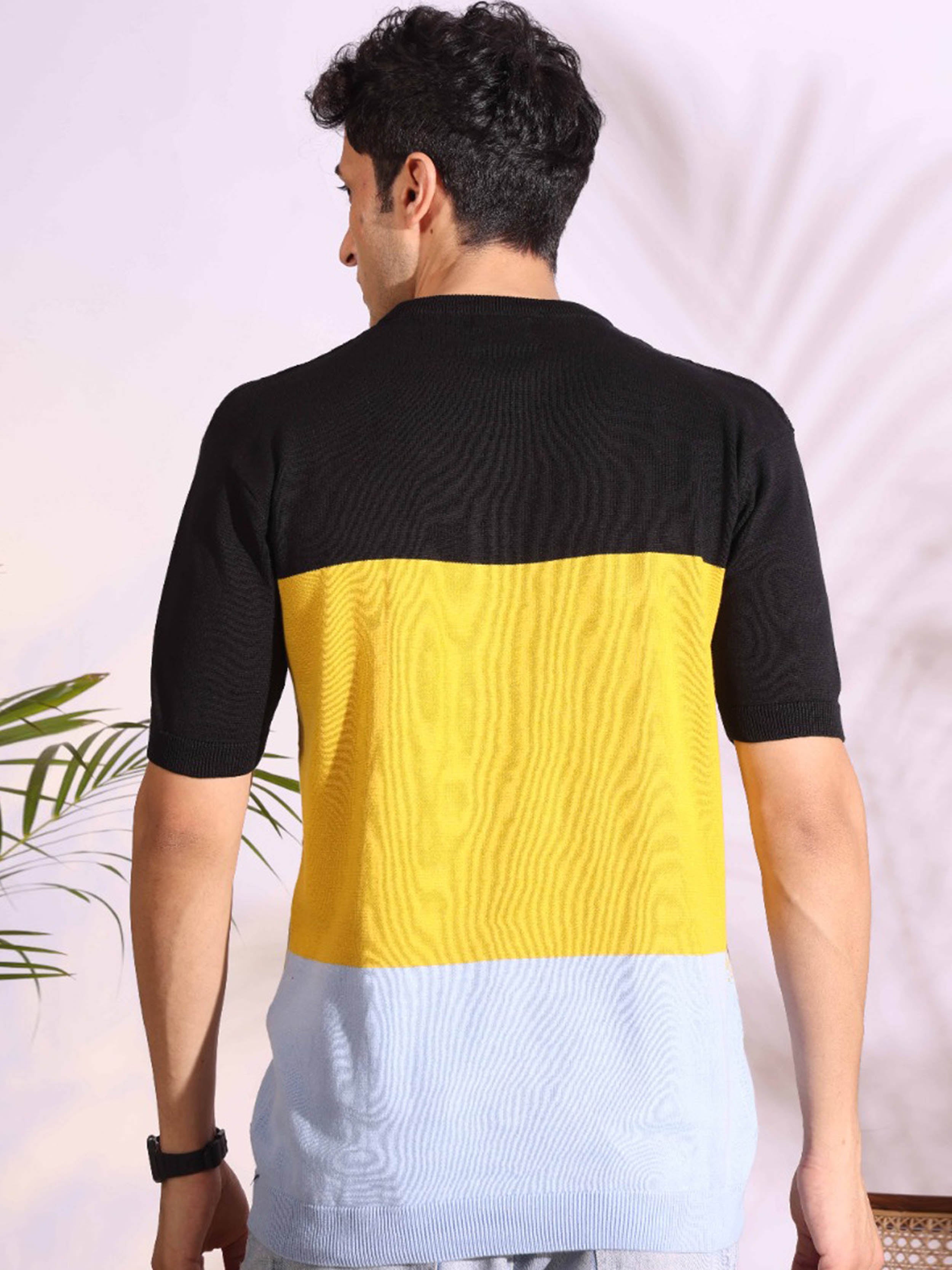 Multi Color Black Sun-Shine Knitted Men's T-Shirt Secondary image