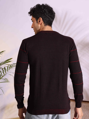 Seersucker Maroon Knitted Men's T-Shirt