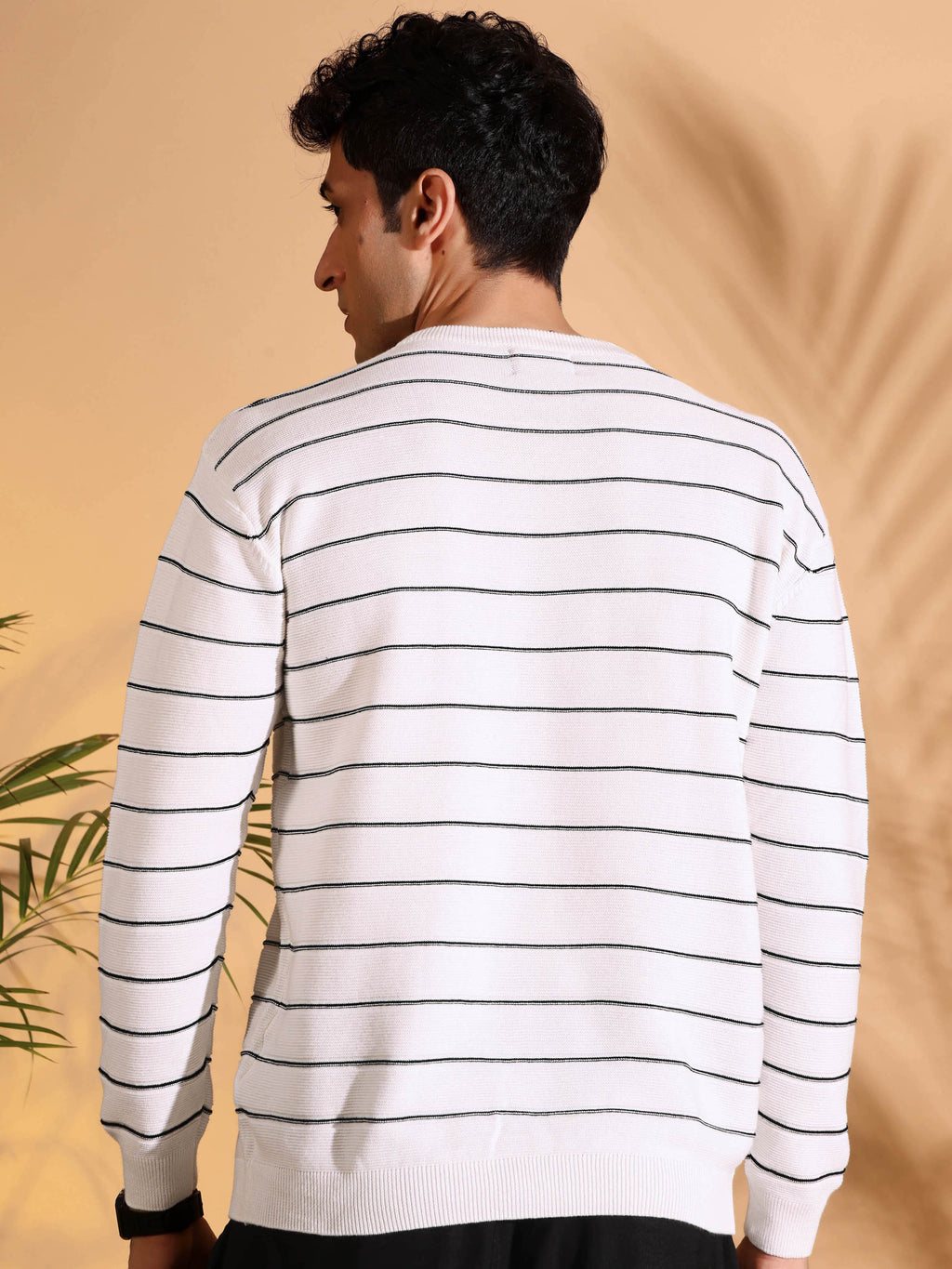 White Stripes pure cotton Knitted T-Shirt for Men