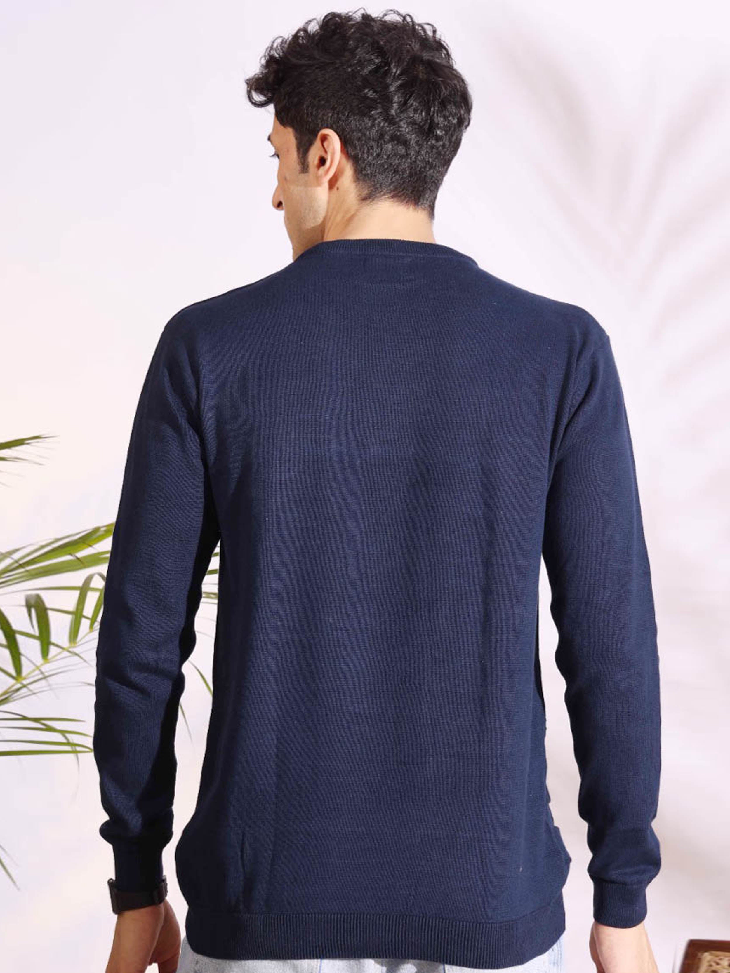 Navy Slim Fit pure cotton Knitted T-Shirt Secondary image