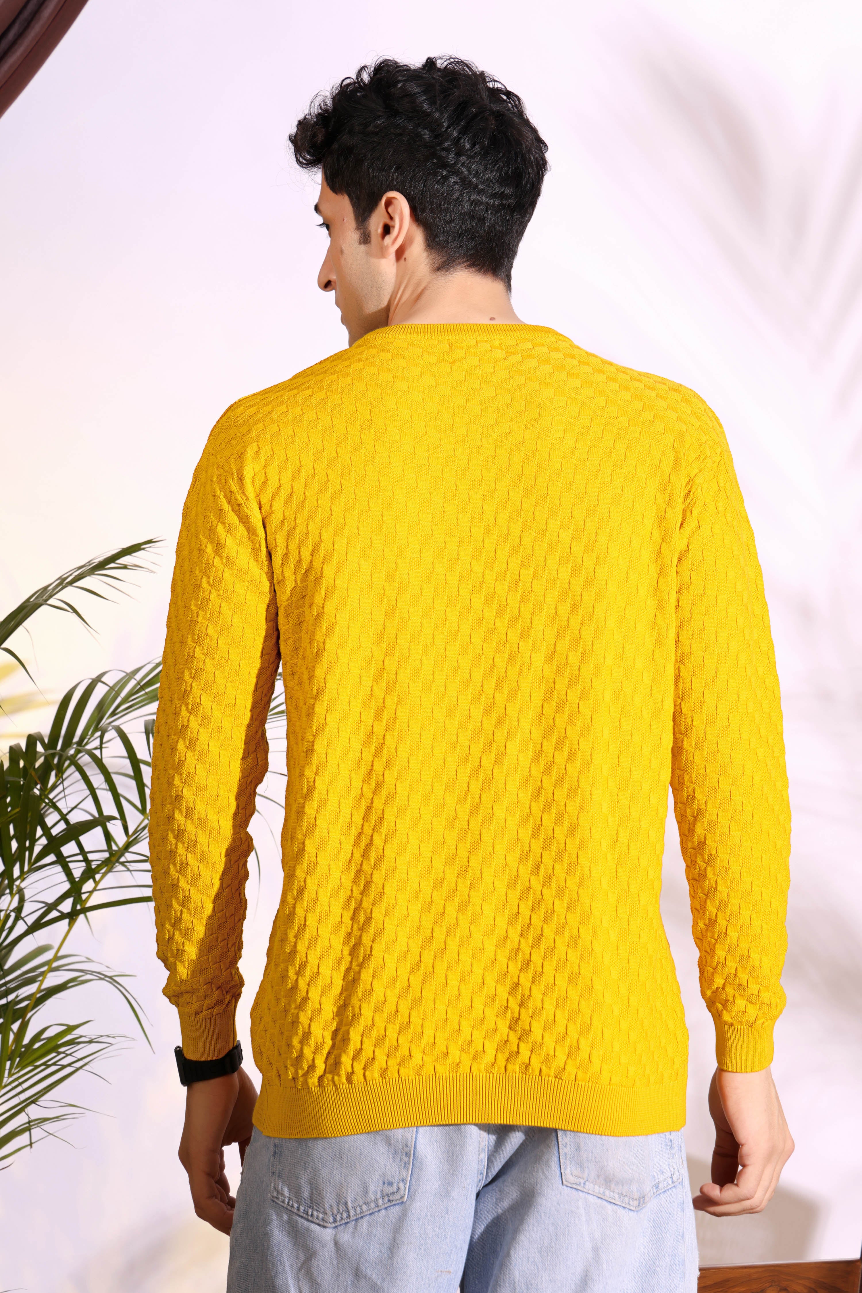 Yellow Box Pure Cotton Men's Knitted T-Shirt