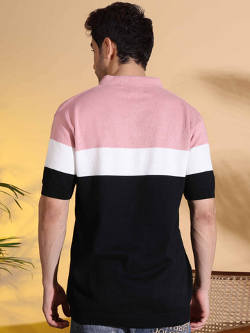 Pure Cotton Textured Polo Men's Knitted T-Shirt