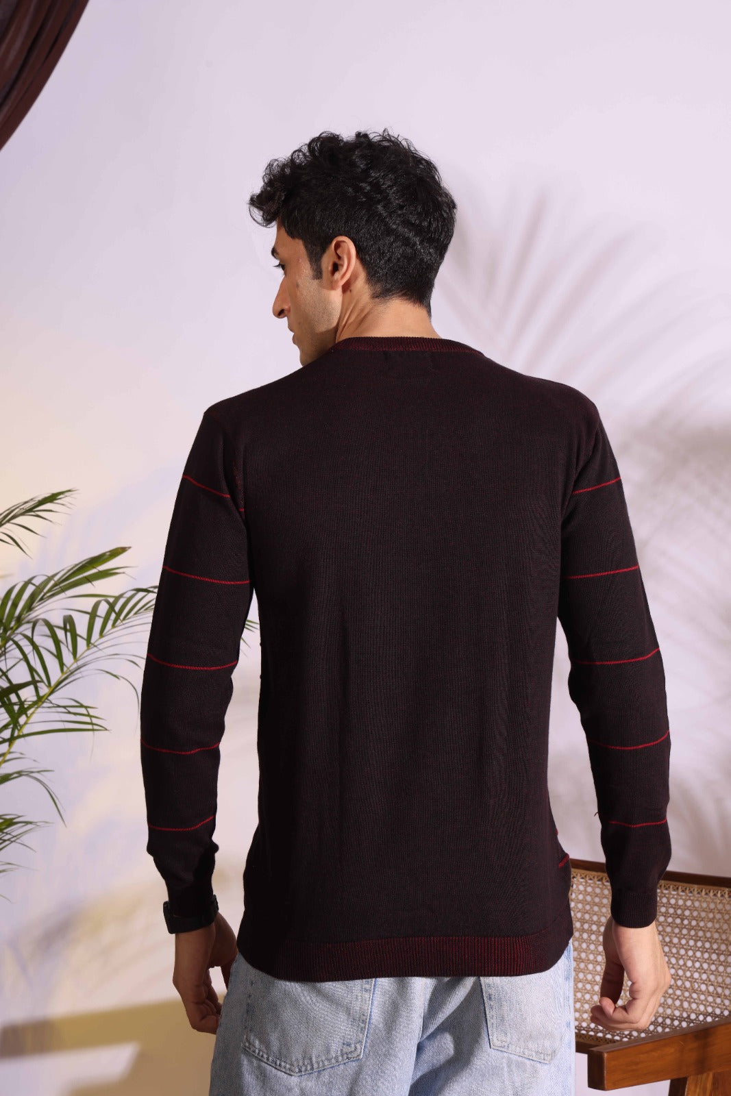 Seersucker Maroon Knitted Men's T-Shirt