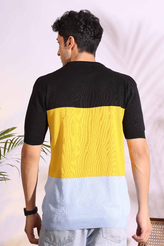 Multi Color Black Sun-Shine Knitted Men's T-Shirt