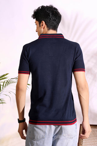 Polo Blue Pure Cotton Men's Knitted T-Shirt