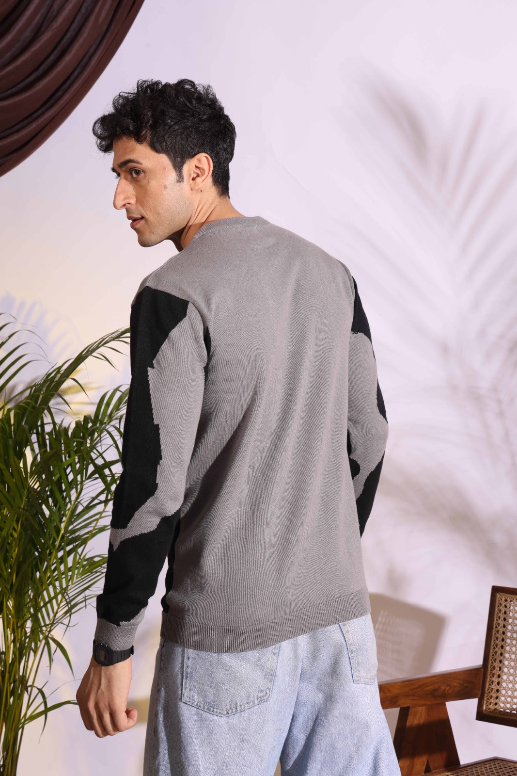 Revolution Unstoppable Black and Grey Pure Cotton Knitted T-Shirt