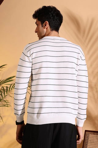 White Stripes pure cotton Knitted T-Shirt for Men