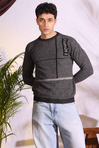 Fashionx Grey Pure Cotton Men's Knitted T-Shirt