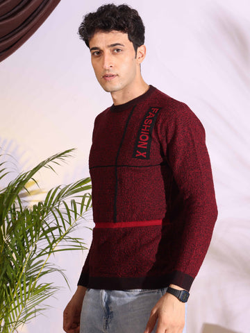 Fashionx Maroon Pure Cotton Men's Knitted T-Shirt