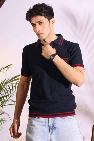 Polo Blue Pure Cotton Men's Knitted T-Shirt