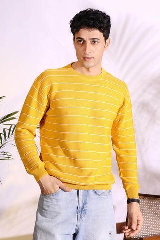Yellow Stripes pure cotton Knitted T-Shirt for Men