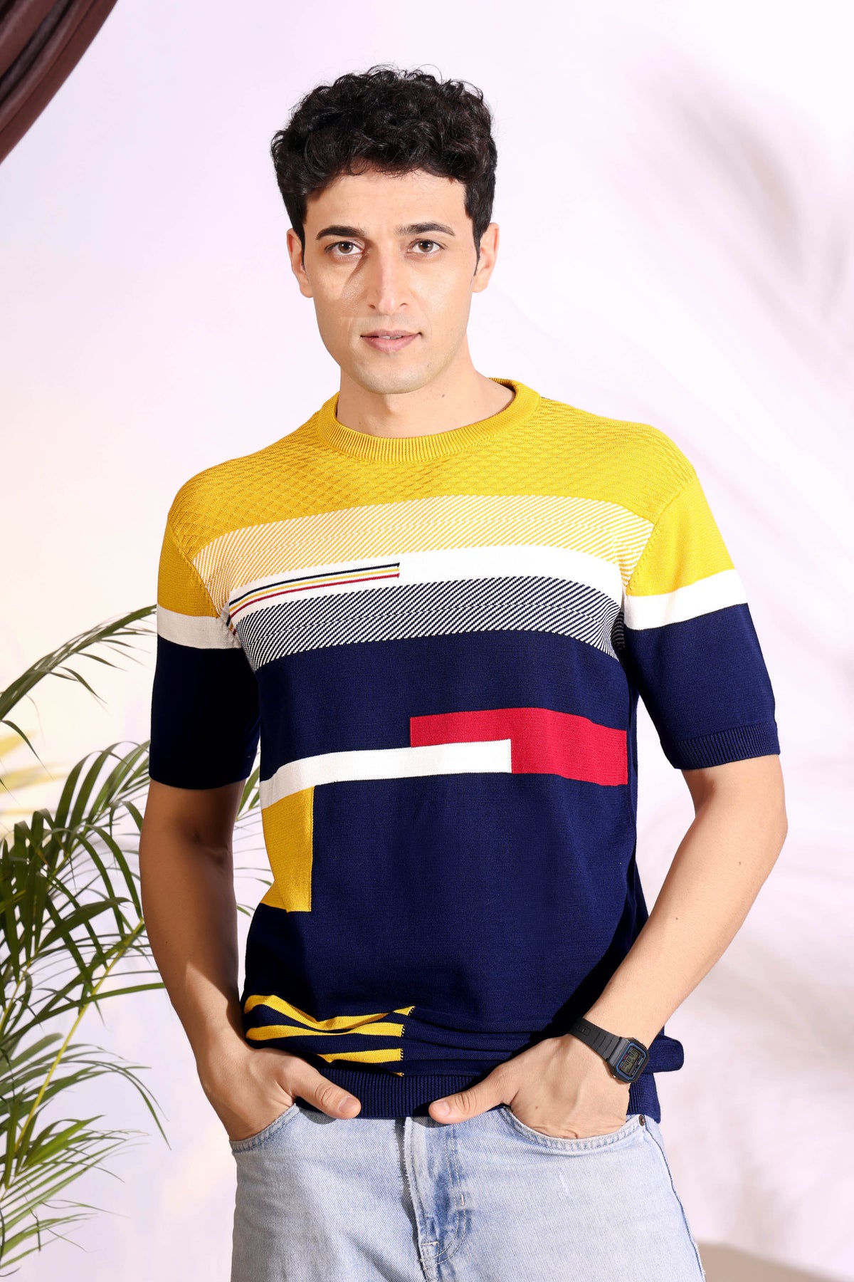 Exclusive Blue Pure Cotton Knitted T-Shirt for men