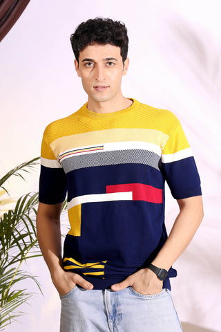 Exclusive Blue Pure Cotton Knitted T-Shirt for men
