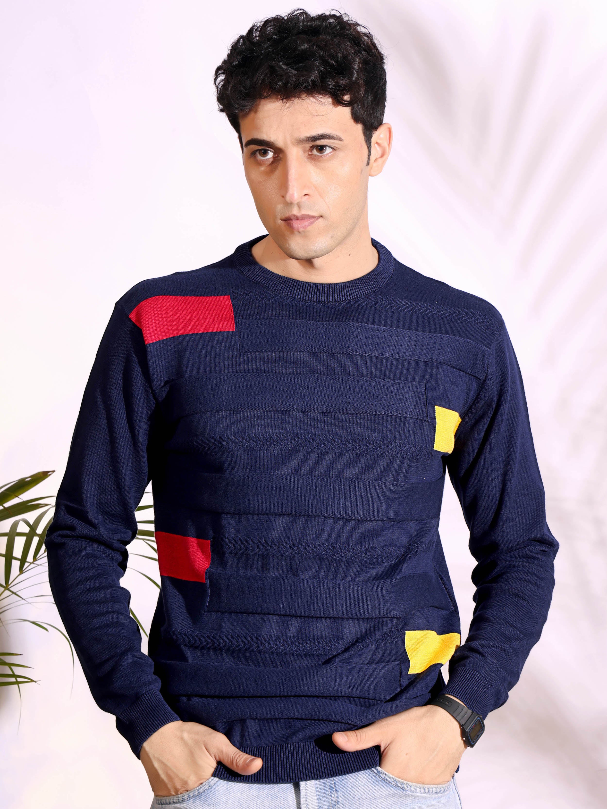 Navy Slim Fit pure cotton Knitted T-Shirt