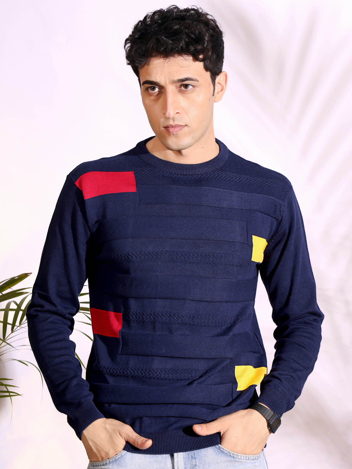 Navy Slim Fit pure cotton Knitted T-Shirt