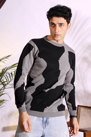 Revolution Unstoppable Black and Grey Pure Cotton Knitted T-Shirt