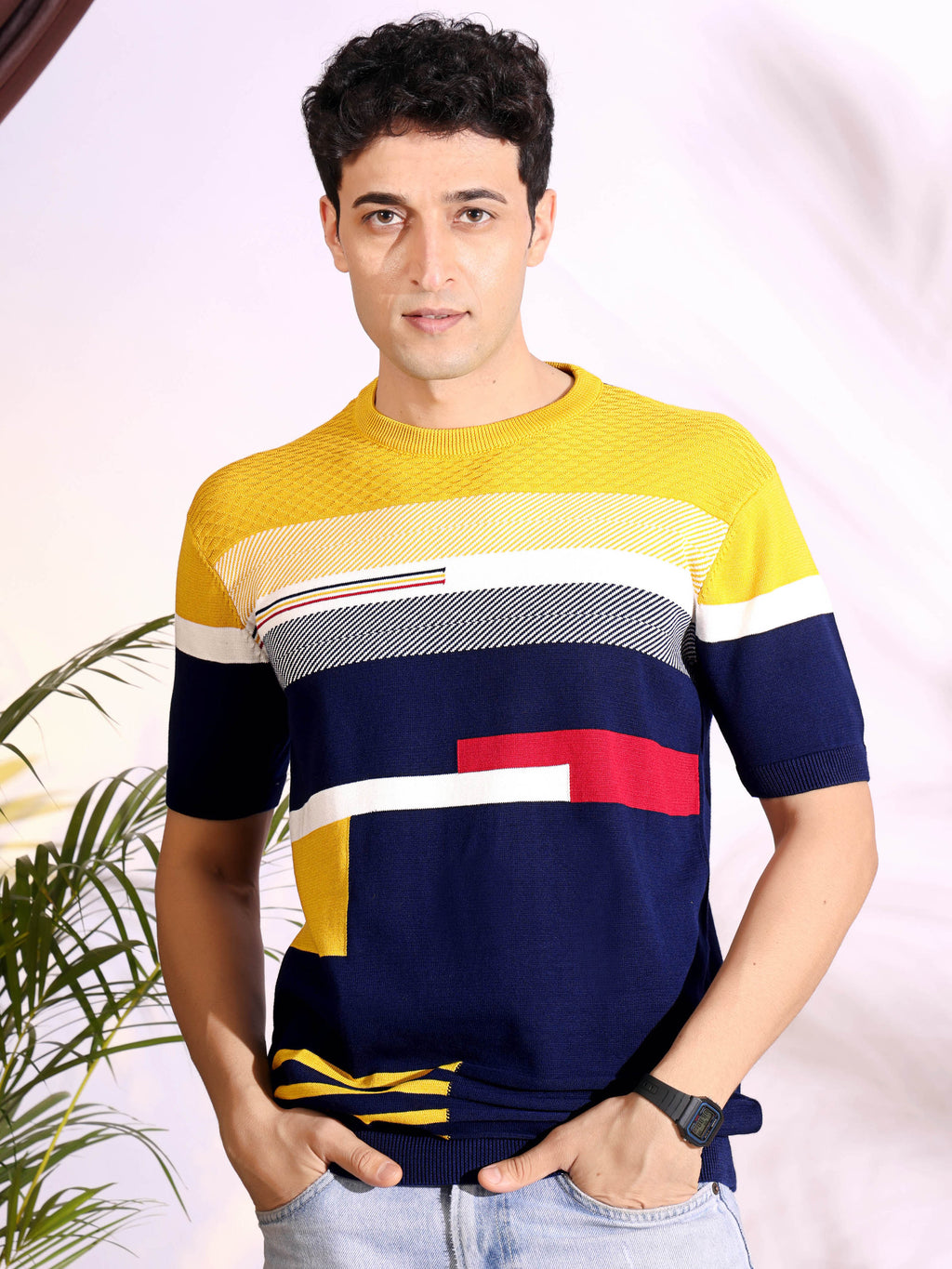 Exclusive Blue Pure Cotton Knitted T-Shirt for men