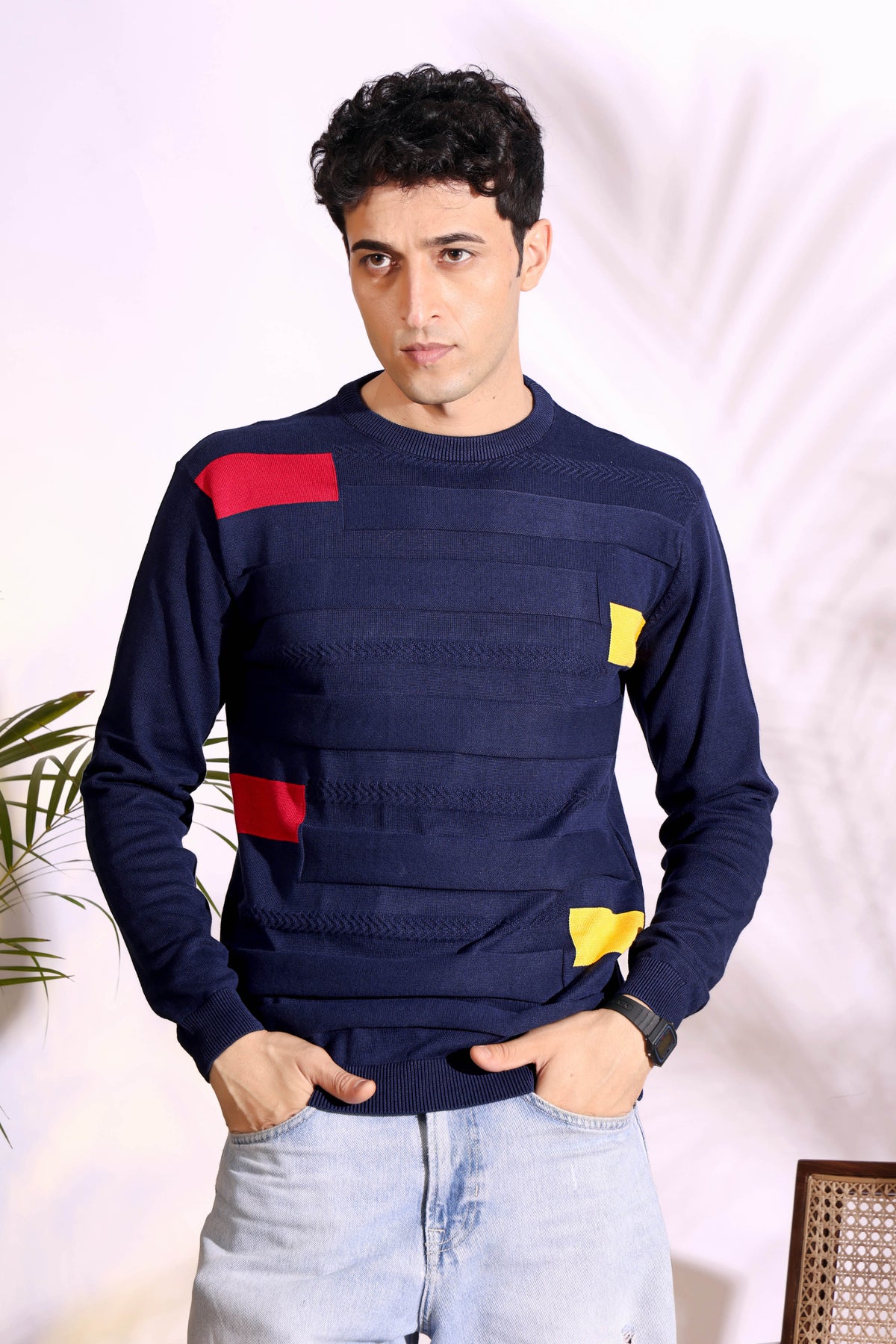 Navy Slim Fit pure cotton Knitted T-Shirt