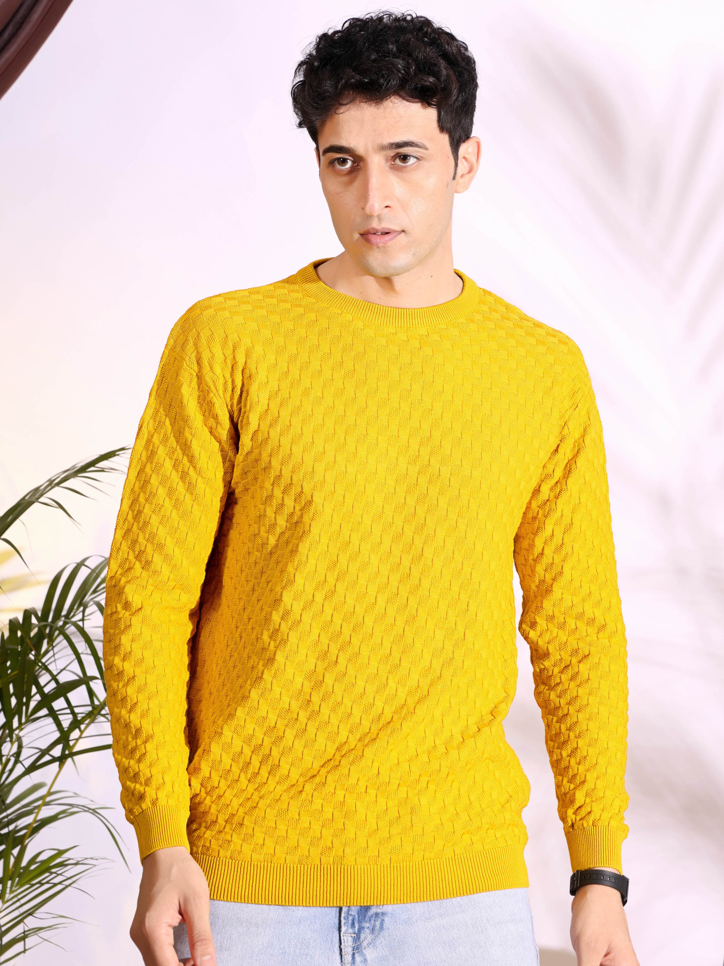 Yellow Box Pure Cotton Men's Knitted T-Shirt Main image