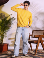 Yellow Stripes pure cotton Knitted T-Shirt for Men