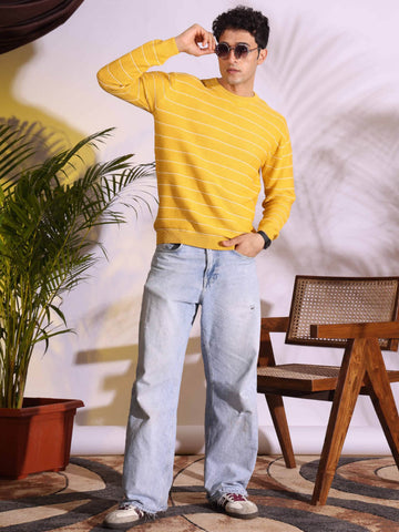 Yellow Stripes pure cotton Knitted T-Shirt for Men