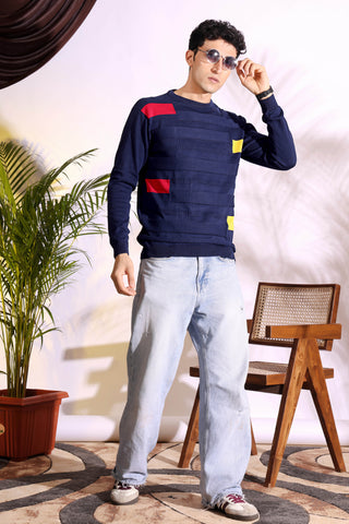 Navy Slim Fit pure cotton Knitted T-Shirt