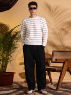 White Stripes pure cotton Knitted T-Shirt for Men