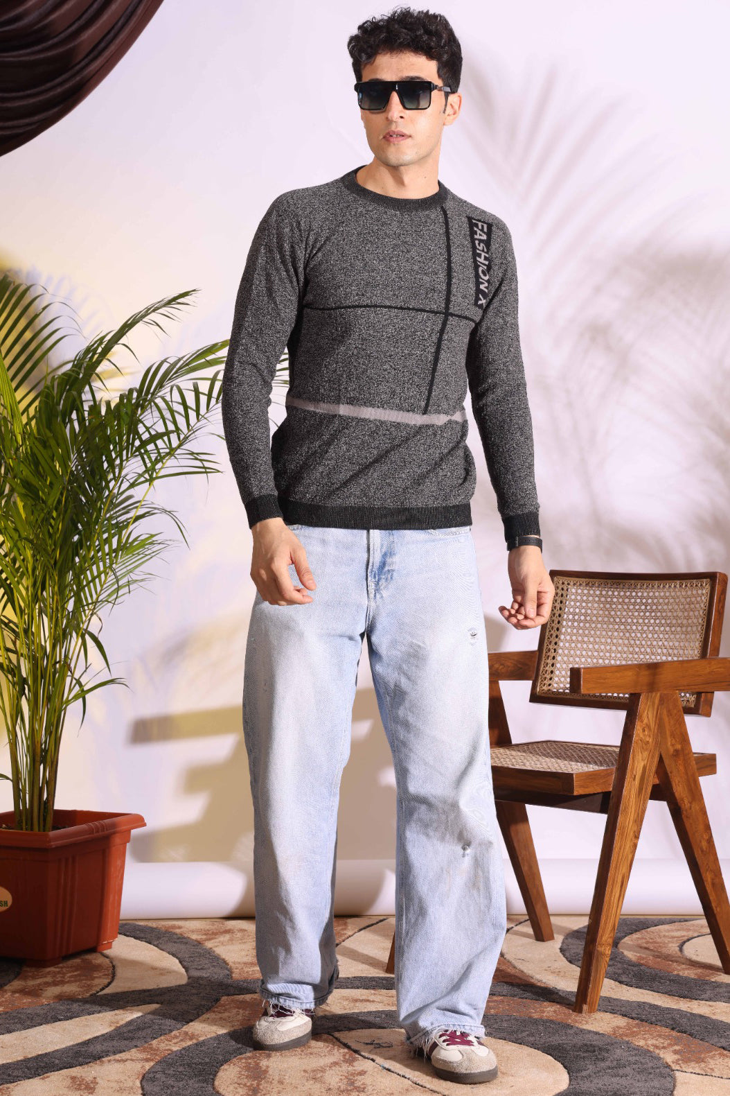 Fashionx Grey Pure Cotton Men's Knitted T-Shirt