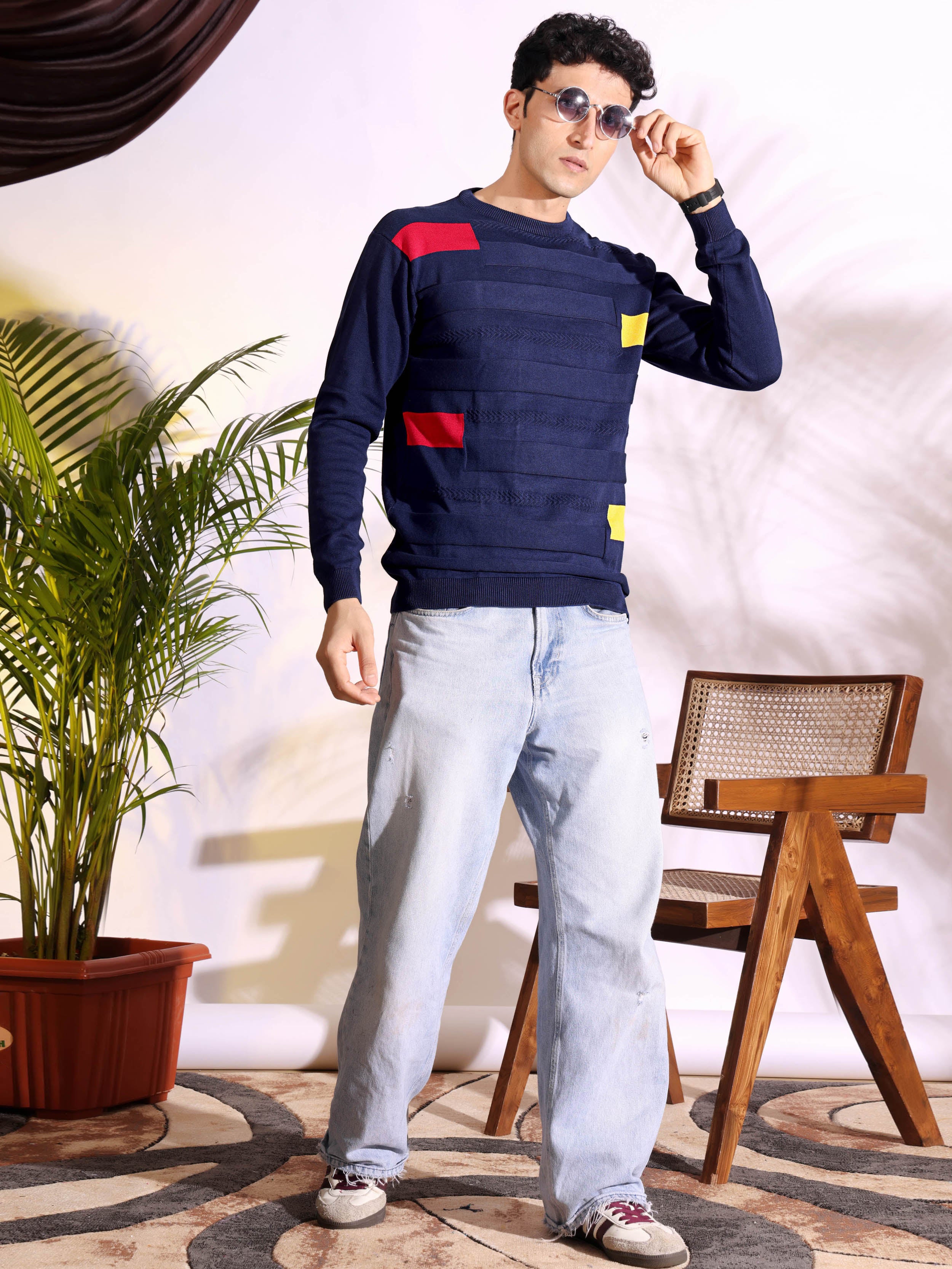 Navy Slim Fit pure cotton Knitted T-Shirt