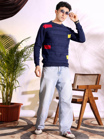 Navy Slim Fit pure cotton Knitted T-Shirt