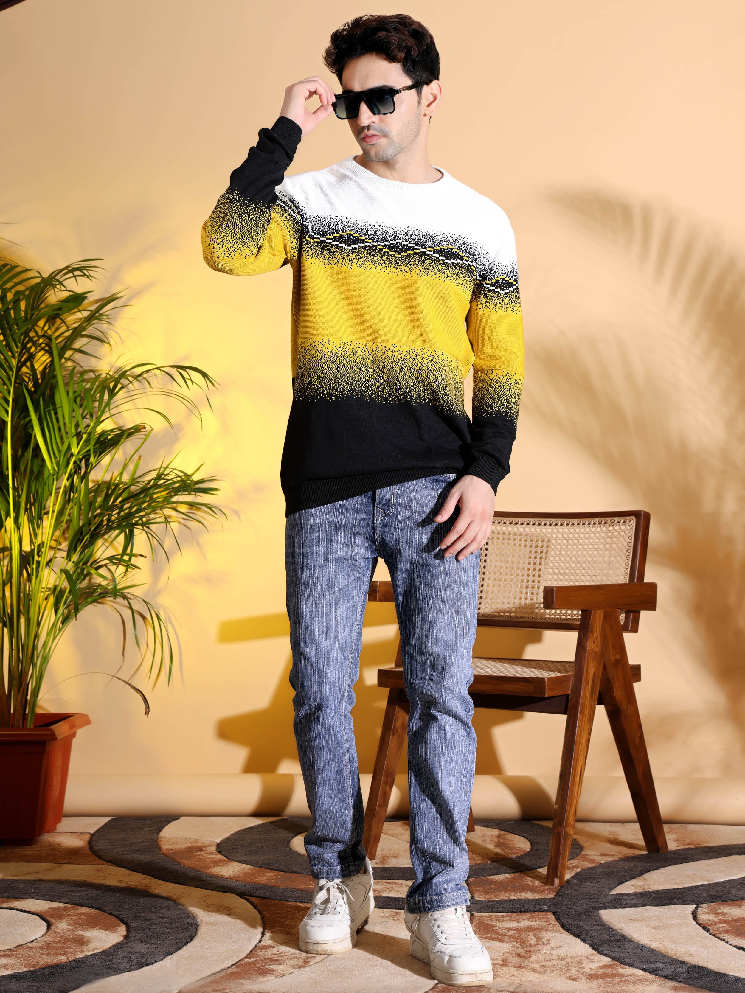 Multi Color Sun-Shine Knitted Men's T-Shirt