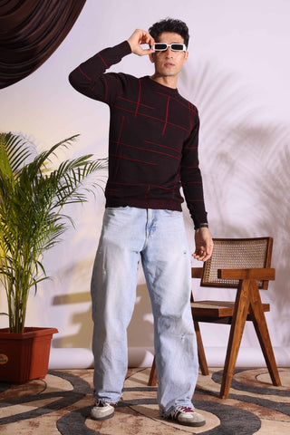 Seersucker Maroon Knitted Men's T-Shirt