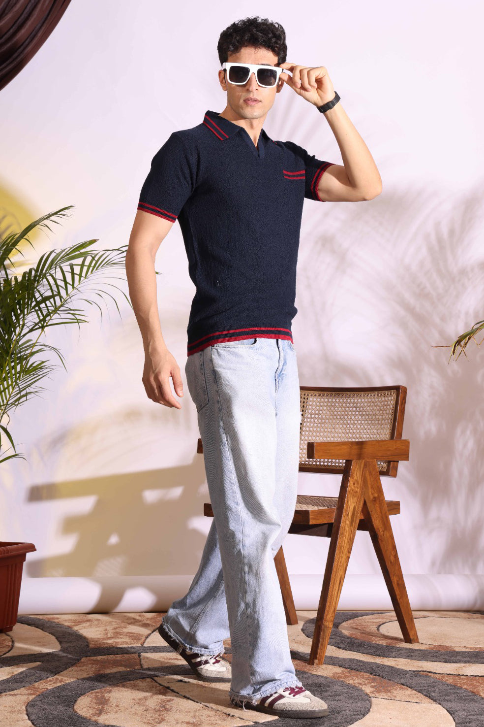 Polo Blue Pure Cotton Men's Knitted T-Shirt